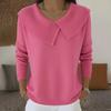 Women Knitting Tops Large Lapel Long Sleeve Solid Color Sweater Soft Stretchy Casual Knitwear Work Party Date Wear