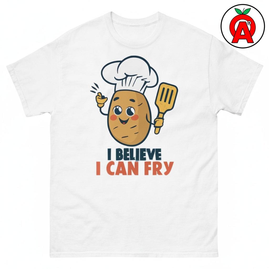 Potato Chef T-Shirt, I Believe I Can Fry Graphic Shirt, Humor Classic TShirt, Pun Casual Top, Kitchen Crew Neck Tee, Culinary Unisex Shirt