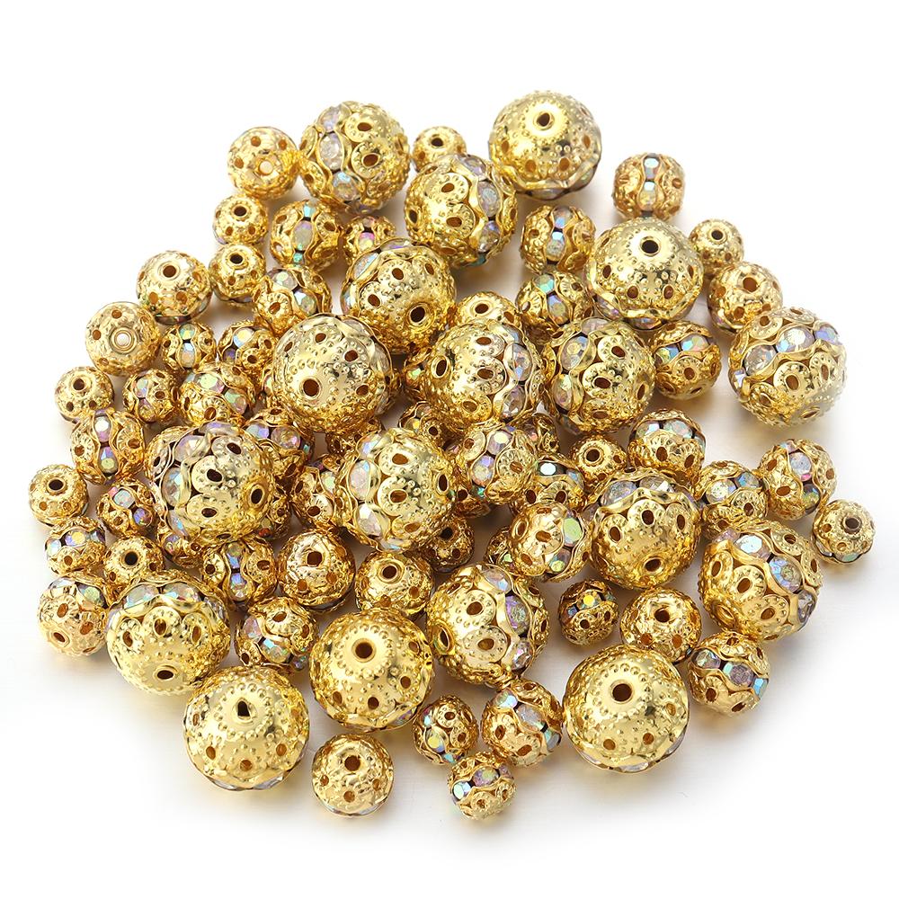 10-20pcs/Lot Round Rhinestone Crystal Beads for Jewelry Making Round Spacer Beads For Jewelry Making DIY Bracelets Necklace 6mm 10pcs