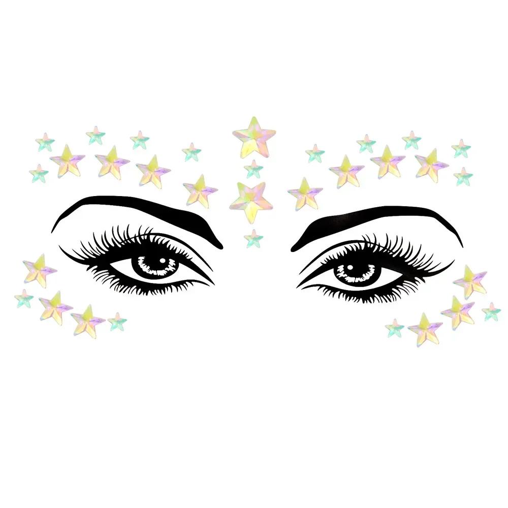 Body Art Rhinestones Stickers Crystal Face Jewels Make Up Festival Face Gems Glitter Face Tattoos For Festival Party Dressing Up