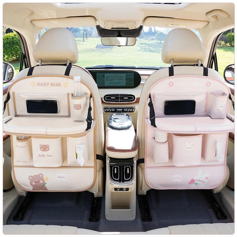 Cute Tulip Bear Rabbit Multi Functional Car Seat Back Hanging Storage Organizer Bag