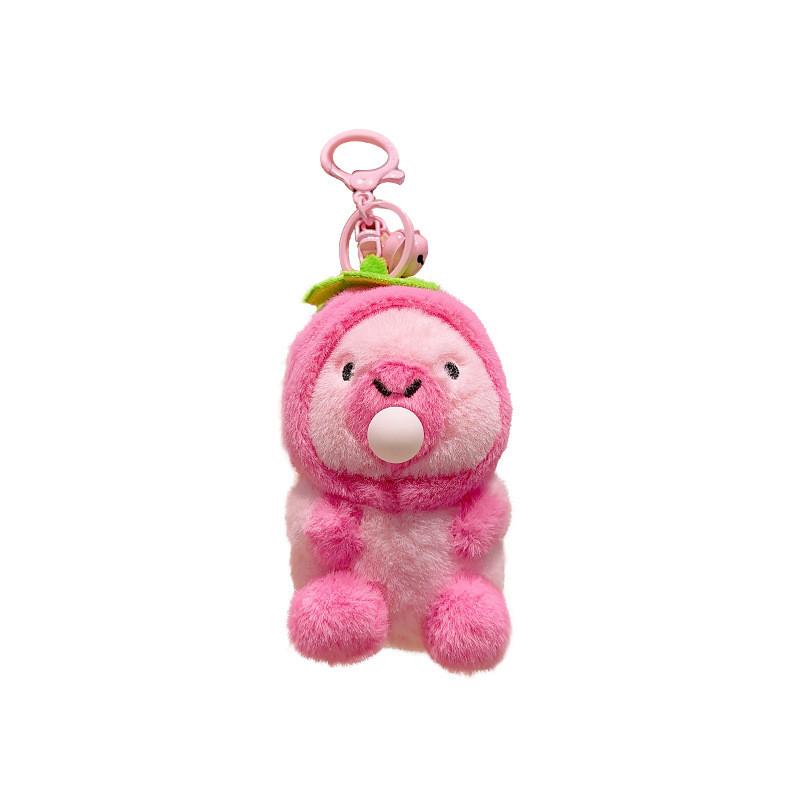 Charming Capybara Plush Keychain With Pink Hood Bubble Design Cute Gift