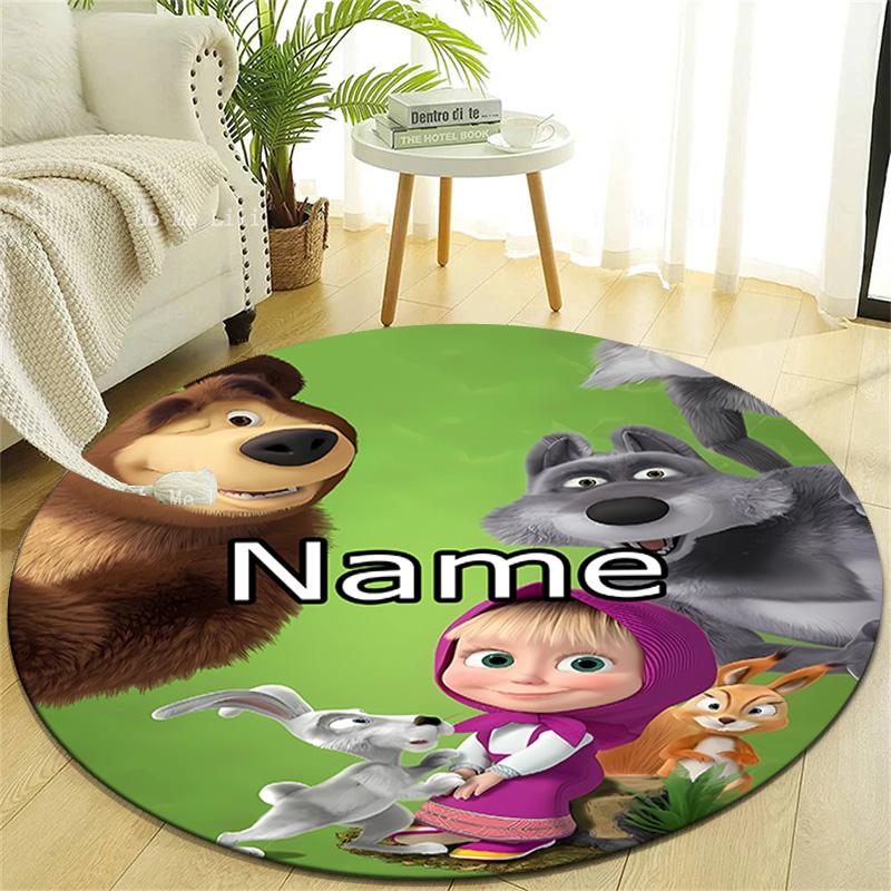 Personalized M-Masha and the Bear Round Chair Office Rug - Perfect for Mat, Office Chair & More - Ideal Gift for Birthdays and Holidays
