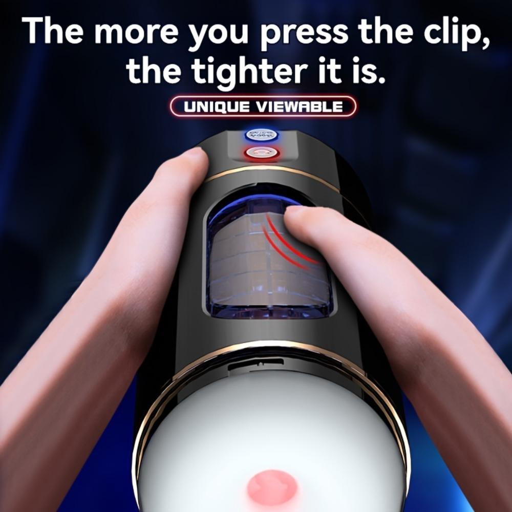 USB Rechargeable Electric Airplane Cup for Men - 10 Vibration Modes + 4 Language Voice, Free Headphones, Discreet Sex Toy