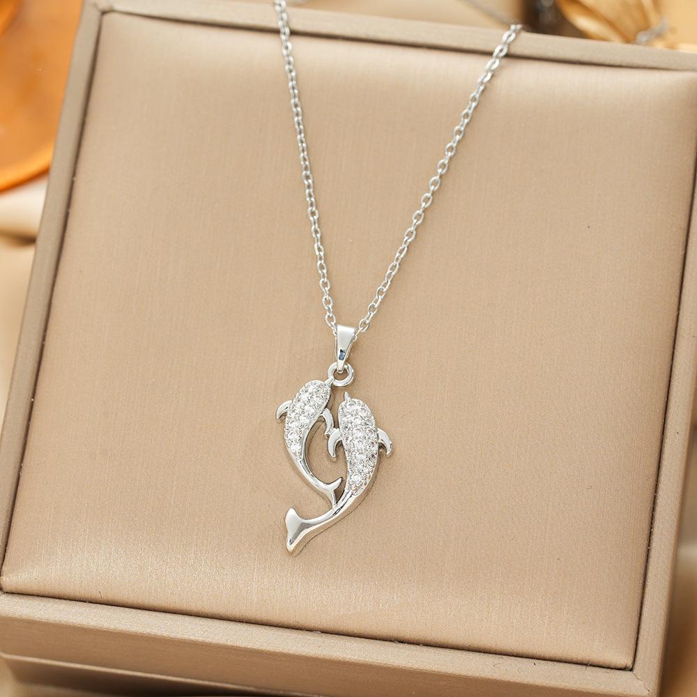 Japan and South Korea Simple Popular Wind Titanium Steel Necklace Female Niche Exquisite Internet Celebrity Zircon Clavicle Chain High-end Jewelry