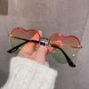 Love Heart Shape Sun Glasses for Men Women Korean Style Gradient Color Lens Sunglasses Women Rimless Cut Edge Female Sunglass