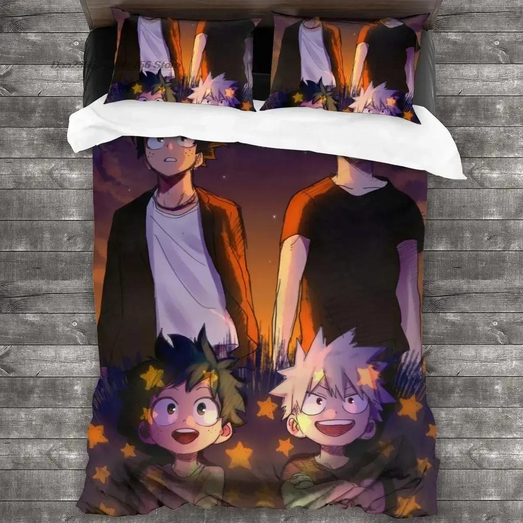 3D Print Anime My Hero Academia Bedding Set Duvet Cover Sheet Printed Bed Set Pillowcase Full Queen King Size Comforter Bedroom