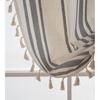 French Style Woven Stripe Cotton Linen Curtain Kitchen Dining Room Semi-Sheer Window Treatment Rod Pocket Grommet Hook