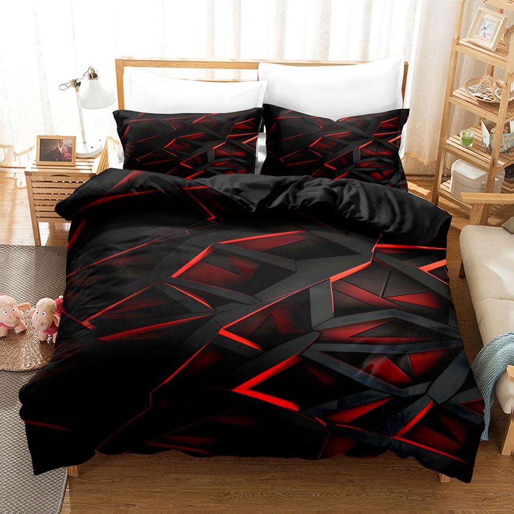 Gold Glowing Polygonal Grid Bedding Set Duvet Set Single Double Bed King Size Bed Set Bedroom Duvet Cover Pillow Case