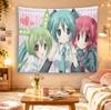 Hatsune Miku GUMI Kasane Teto Wandteppich, Retro Moe Vocaloid Rosa Streifen Herz Anime Wandbehang Otaku Schlafzimmer Wohnheim Dekor