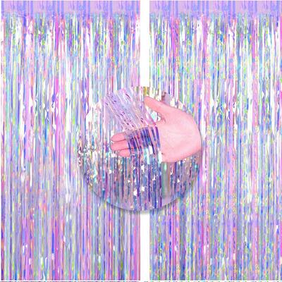 Shiny Colorful Party Rain Silk Curtain Decoration Mermaid Laser Girl Birthday Wedding Disposable Arrangement Supplies