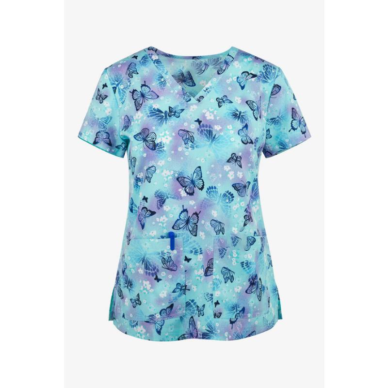 Healthcare Uniform Nurse Clinic Nursing Butterfly Workwear Hospital T-shirt Tee Short Sleeve Blouse Carer Working Women Medical