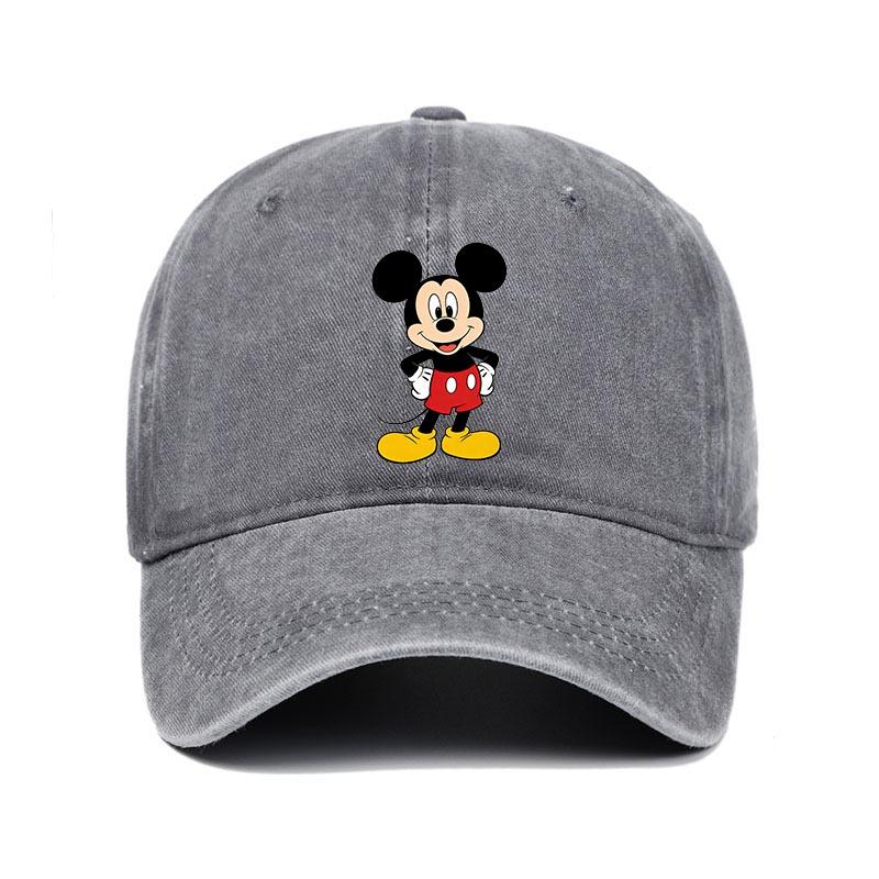 Retro Washed Mickey Mouse Print Baseball Cap Men Women Vintage Kpop Snapback Cap Adjustable Breathable Trucker Hat Sunscreen Hat