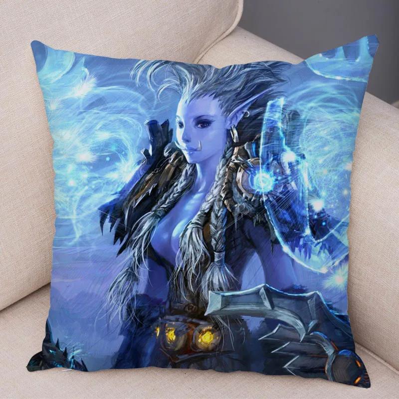 WOW Illidan Cushion Cover Decor Hot Game Hero Printed Pillow Covers for Sofa Home Pillow Case Super Soft Short Plush Pillowcase