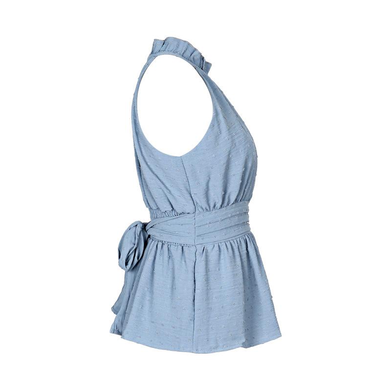 Sommer kvinners topper ermeløs mote solid farge slanke hengende hals topper