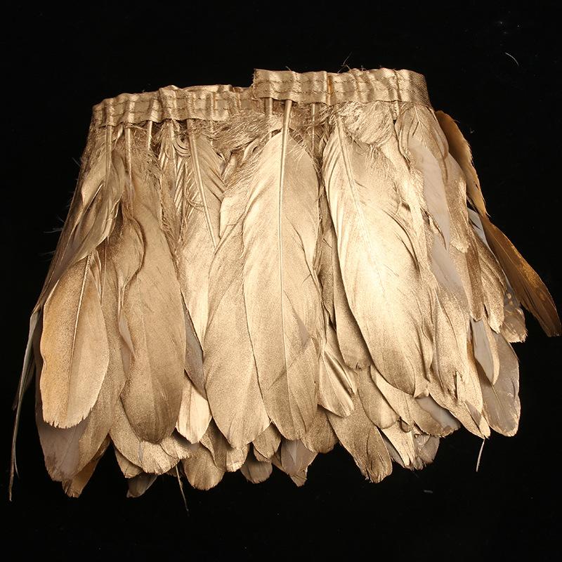 Golden Feather Goose Feather Cloth Edge Cloth Belt Diy Jewelry Accessories Home Decoration Clothing Accessories About 2 Meters 1 Piece