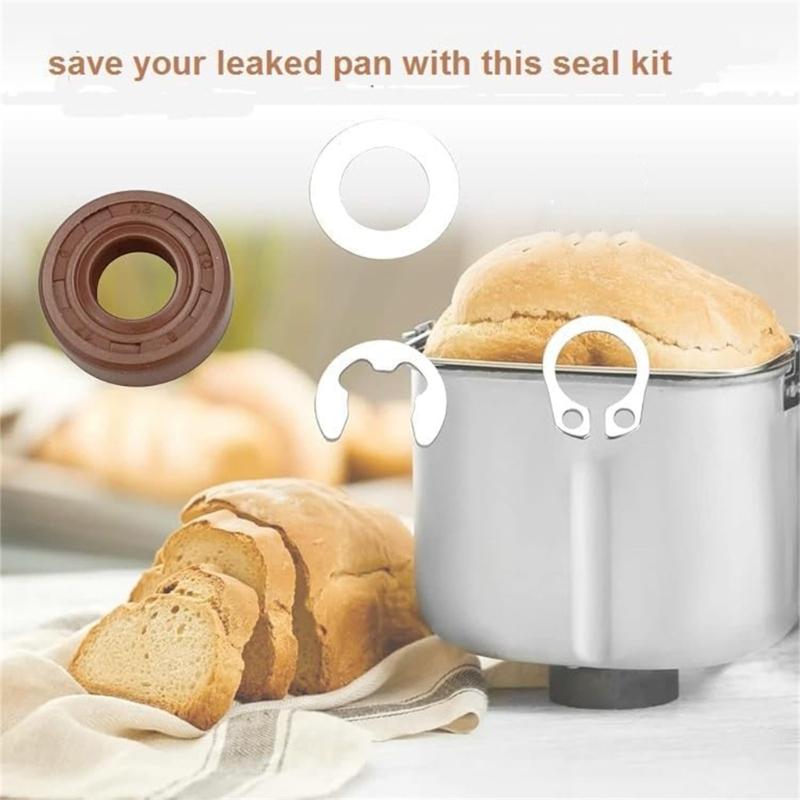 Premium Bread Maker Shaft Gasket and Metal Retaining Clip Set Oil Seals Suitable for Smooth and Efficient Operation