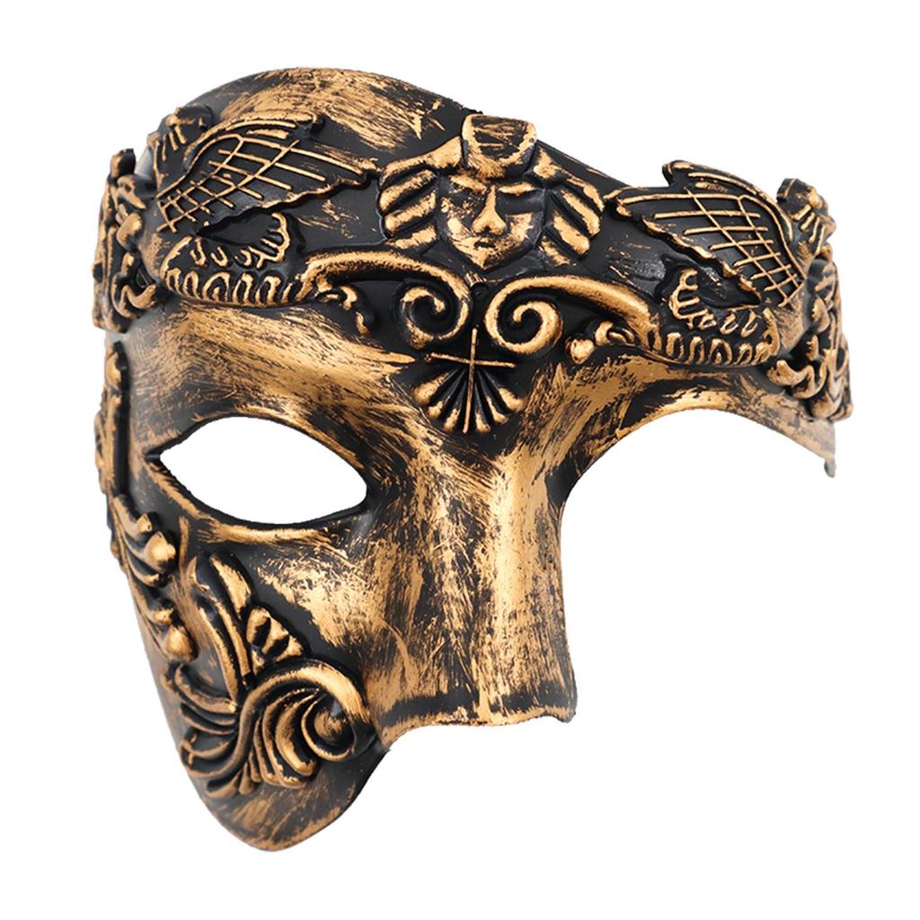 Halloween Retro Men’s Warrior Half-Face Mask: Italy, Venice, Rome, Egypt & Ancient Greece Style.