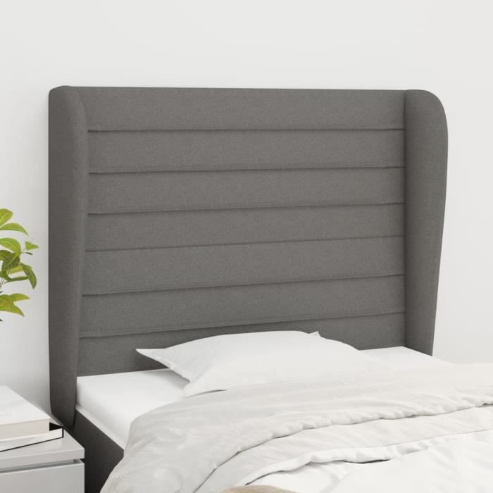 VidaXL Tête de lit avec oreilles Gris foncé 103x23x118-128 cm Tissu3118087