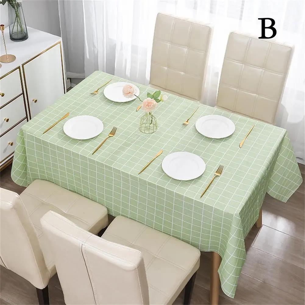 Checkered Tablecloth No Wash Waterproof Oil Dust Prevention Table Dining Cloth Checkered Coffee Mat Table Y9H7