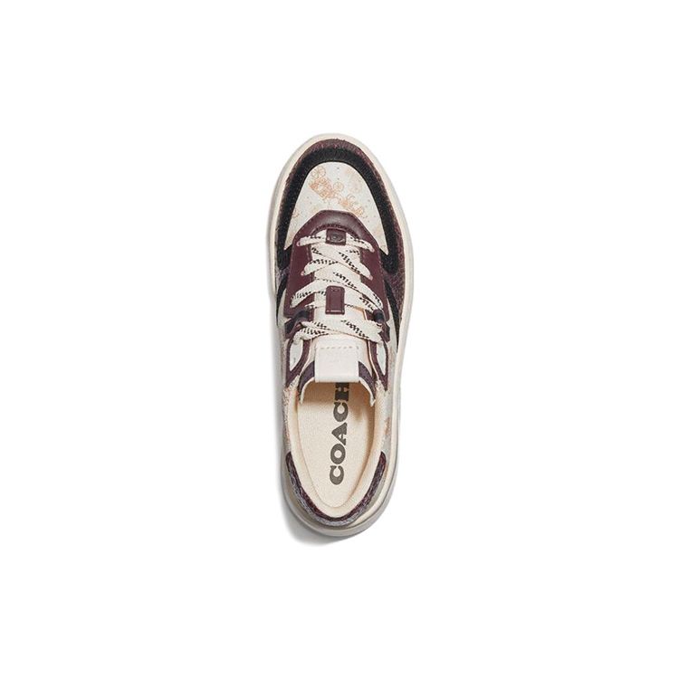Coach Leather Horse And Carriage Print Low Top Fashion Sneakers Women sneakers White Red Brown G5504-RR8