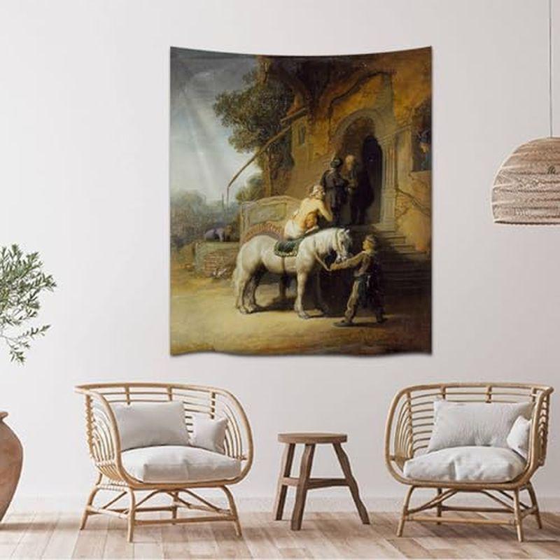 European Classical Figure Oil Painting Tapestry, Retro Wall Hanging, Light Luxury Home Decor Living Room Bedroom