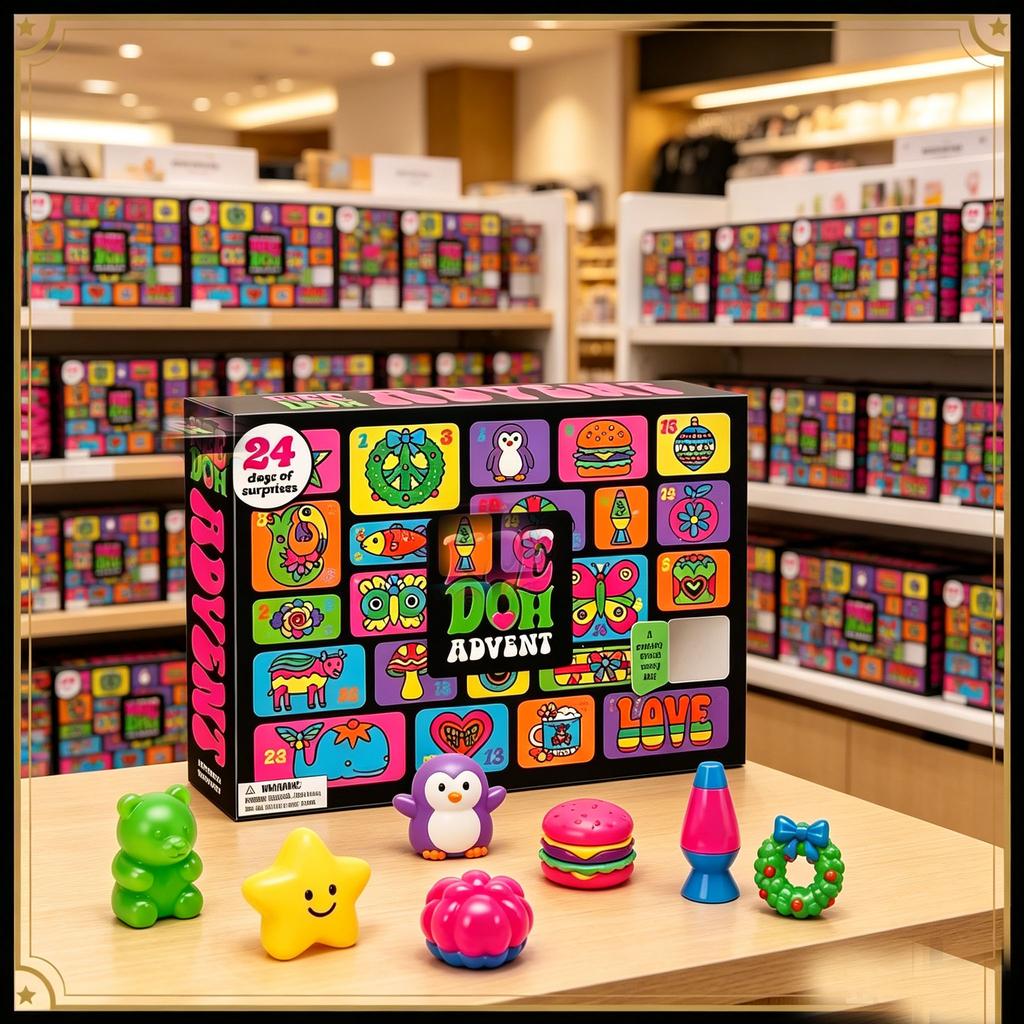 Calendario dell'Avvento NeeDoh Regalo per Bambini 24 Giorni Bambole 3D in PVC Conto alla Rovescia Natale Capodanno Regali Sorpresa