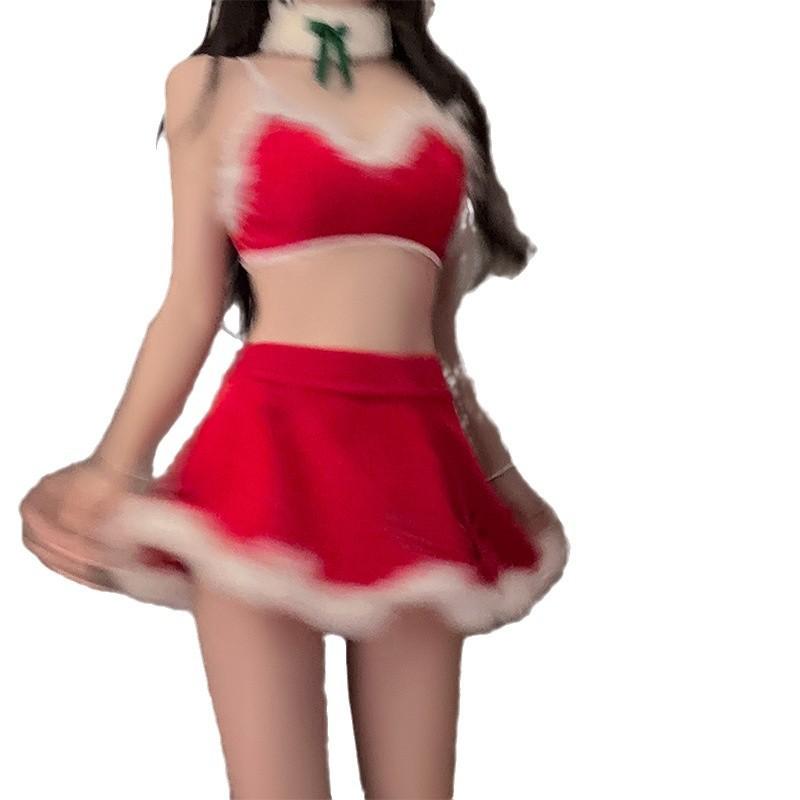 Sex Underwear Christmas Dress Autumn Winter Sweet Plush Nightdress Sexy Slim Fit Cosplay Uniform Suit Sex Dress