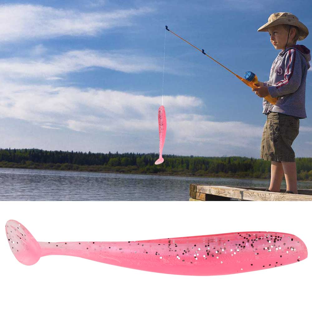 20 STÜCKE 7,5 cm Weichem Kunststoff Angelköder t schwanz Grub Wurm Köder Fisch Tackle Zubehör(Rosa)