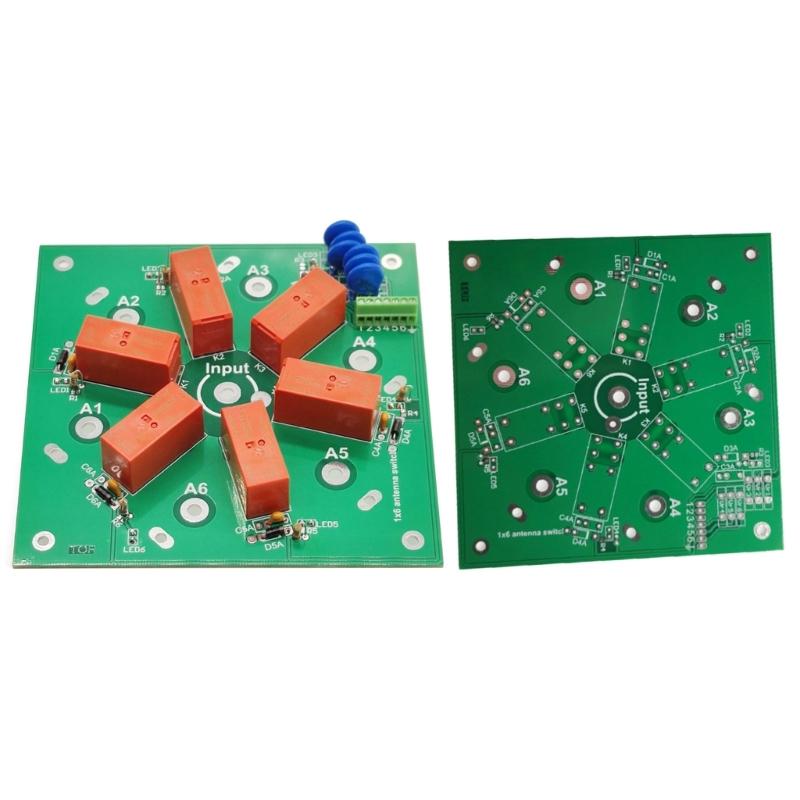 6 1 Coax Remote Antennas Switchs Kit DIY Project For Radio Shortwave 1.8MHz To 60MHz 6 Channel SO 239 Connector PCBs Board