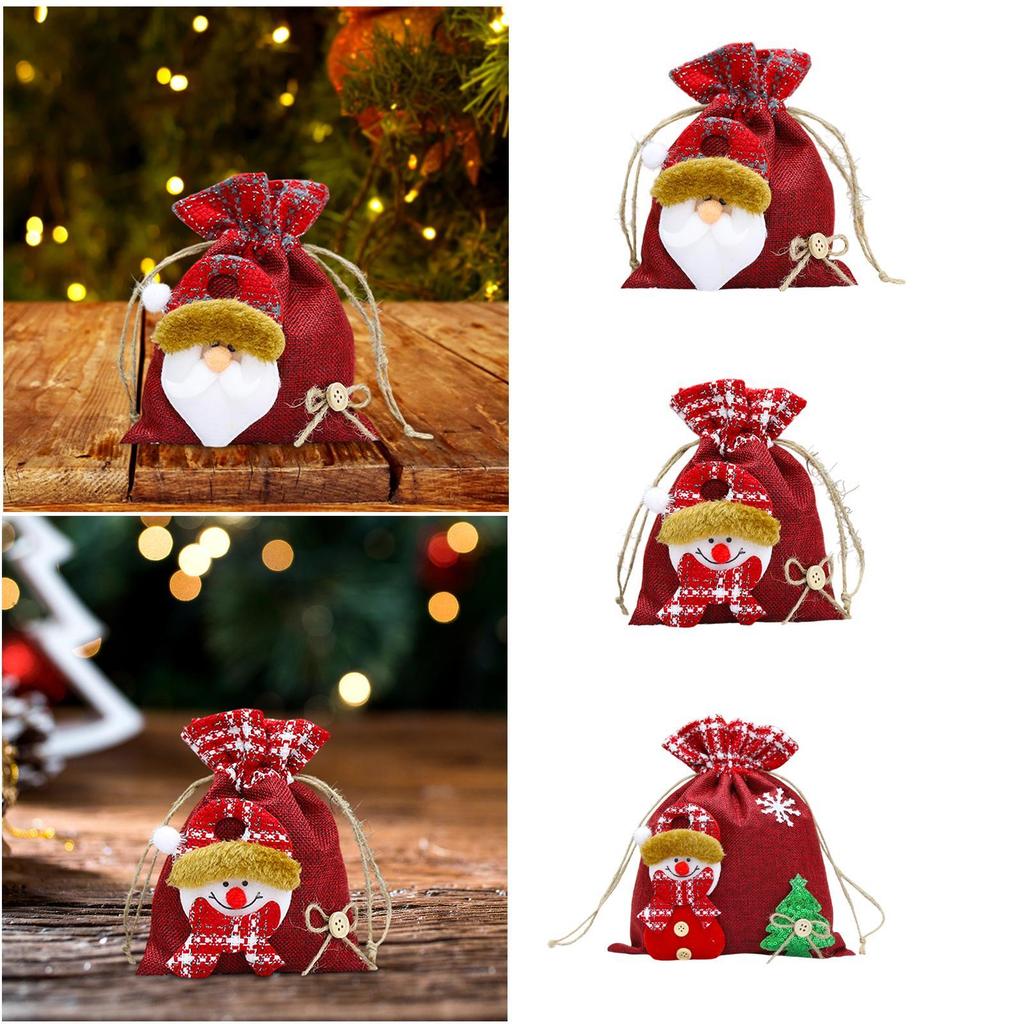 Christmas Drawstring Gift Bag Reusable for Parties Christmas Eve Goody