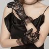 Sexy Sheer Floral Lace Full Finger Mittens Women Thin Gloves Lolita Dress Vintage Gloves Bridal Dress Accessories White Black