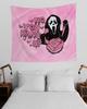 PreLiving Pink Horror Tapestry 60 X 50 Inch - 'No You Hang Up' Funny Ghost Wall Hanging, Romantic Halloween Day Home Dorm Decor