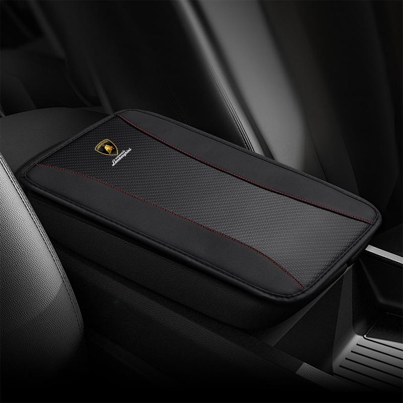 New Leather Car Armrest Cushion Storage Box Pad Protector For Lamborghini Urus Huracan Aventador PremiumAuto Accessories