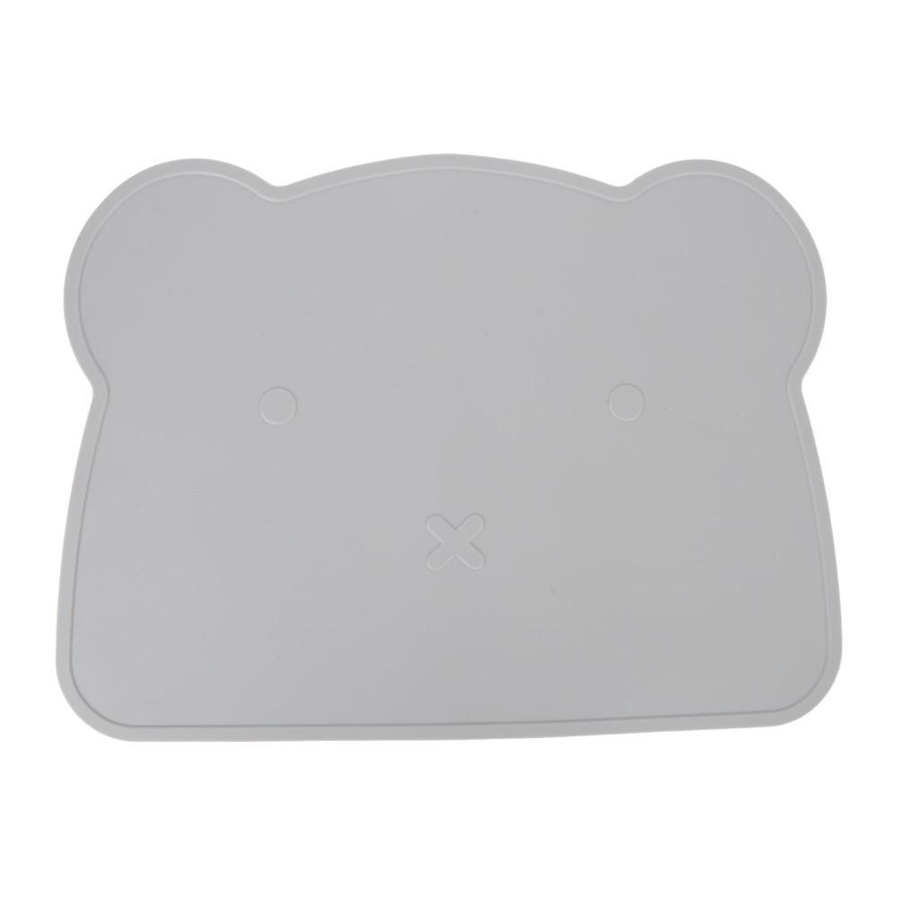 

Water Proof Bear Placemat Oil Resist Heat Insulated Silicone Mat Soft Silicone Kid Friendly Table Protector Indoor Eating серый