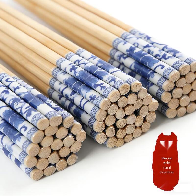 Individually Wrapped Bamboo Chopsticks, Blue & White Porcelain