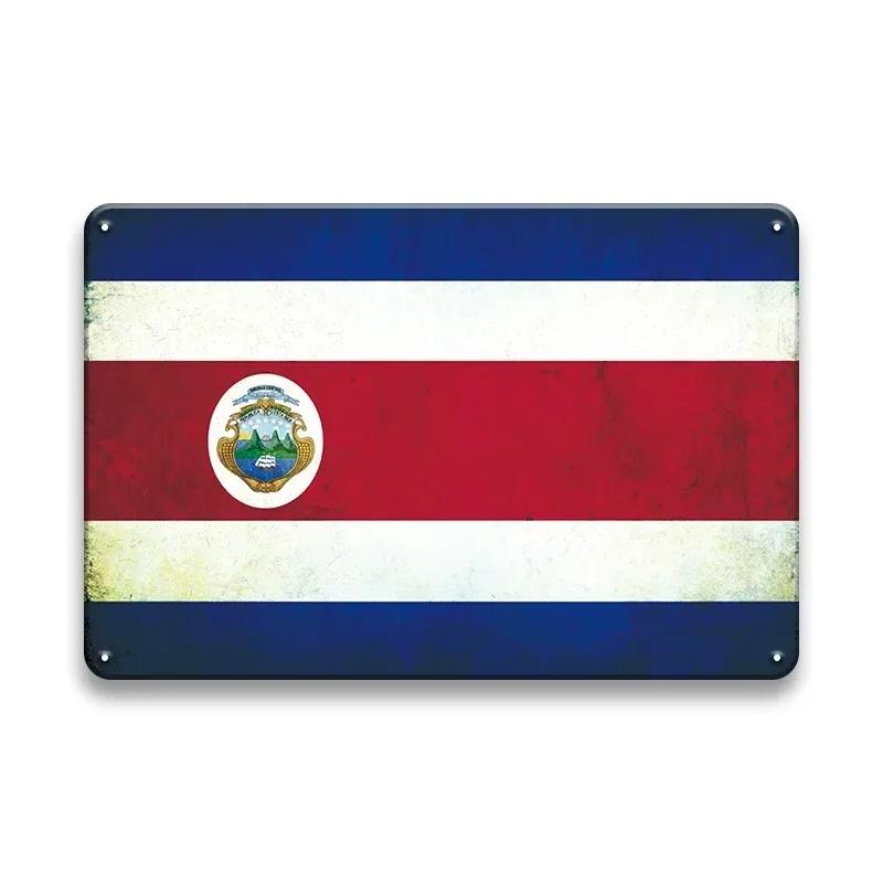 Rustic Antique International Countries Flag Metal Sign Retro Wall Art For Bar Garage Pub Man Cave Indoor Wall Decoration