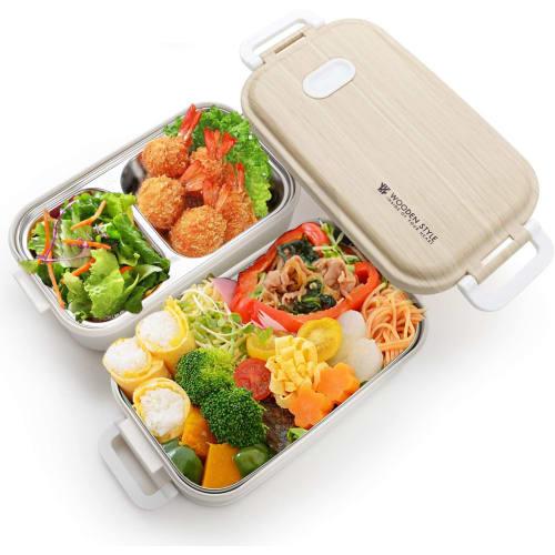 1600ml Large Capacity Two-Tier Lunch Box, Leak-Proof, Stylish, Lightweight, Microwave-Safe, for Women, Men, High School Students, and Commuters