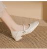 Super soft!! Leather French low heel square head nude Mary Jane shoes cheongsam single shoes work leather shoes commuter women's shoes