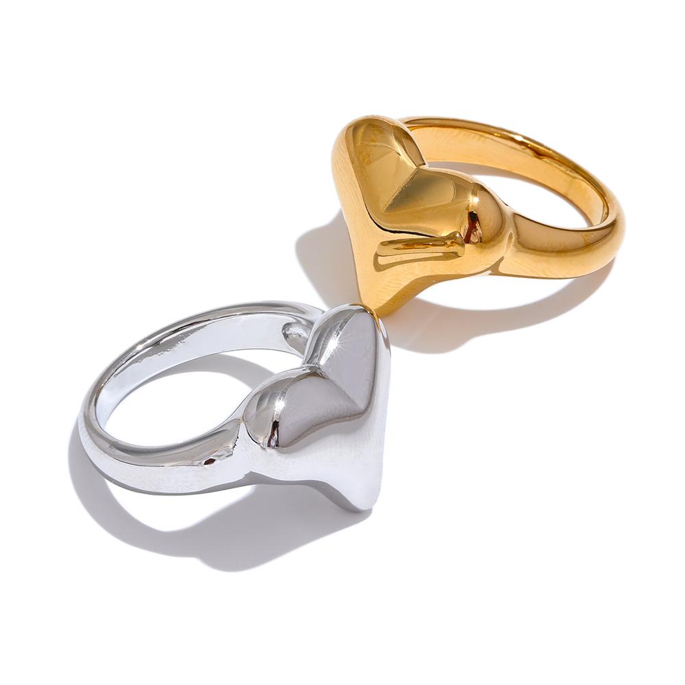 Yhpup Stainless Steel Heart Love Ring Water Resistant 18K PVD Plated Romantic Gift Charm Fashion Jewelry Accessories