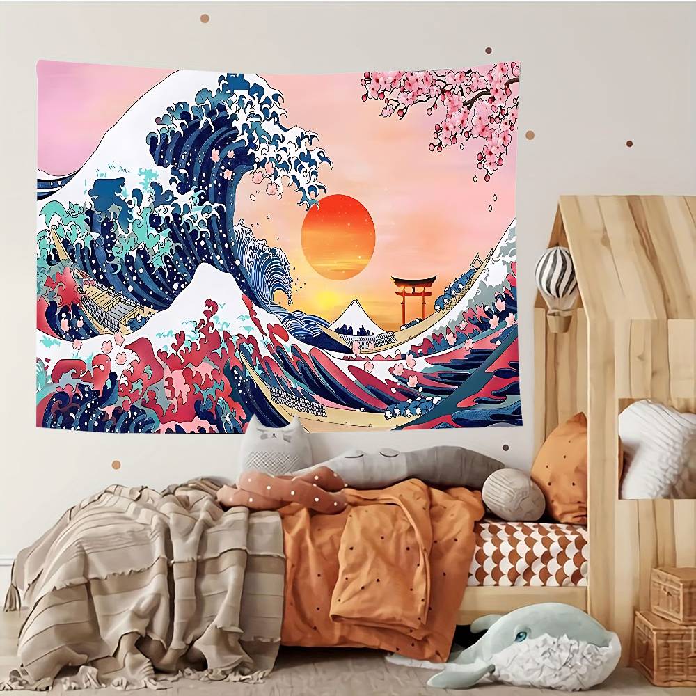 Japanese Art Kanagawa Customizable Tapestries Tapestries Of Various Styles, Anime-themed Wall Hangings, Celebrity Photo Printing