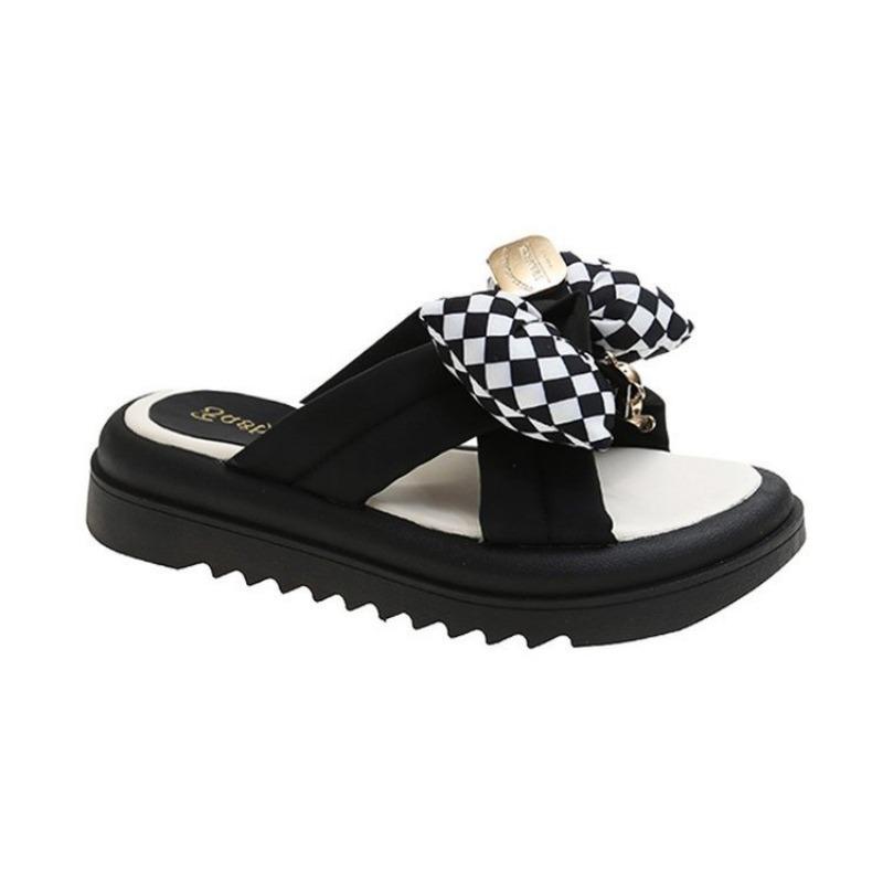 Fashion Womens Slippers 2025 Summer New High-End Bow Platform Comfortable Casual Sandals Soft Sole Fashion Sandals Women