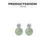 S925 Sterling Silver Needle Hetian Jade Moissanite Stud Earrings - Women's High-End Chinese Style Green Round Bead