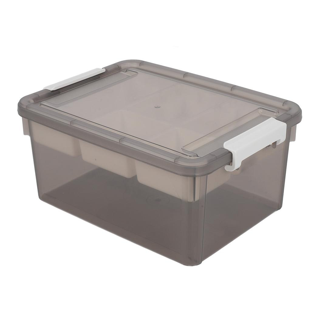 16L Plastic Storage Box Sturdy PP Clear Latching Box with Removable Tray for Toys Organization