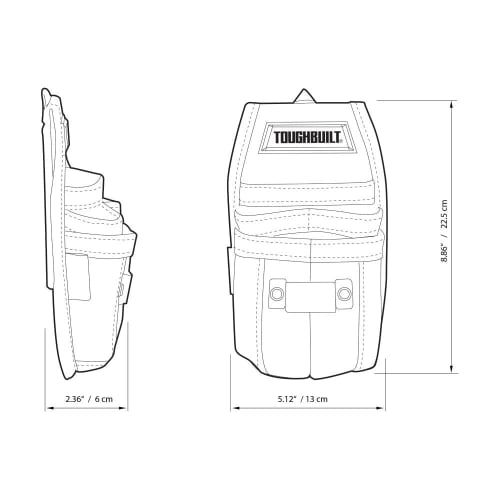 ToughBuilt - 4 Barrel Pouches - Rear Pocket Flap - Heavy-Duty Durable Notebook Pocket - (TB-23)