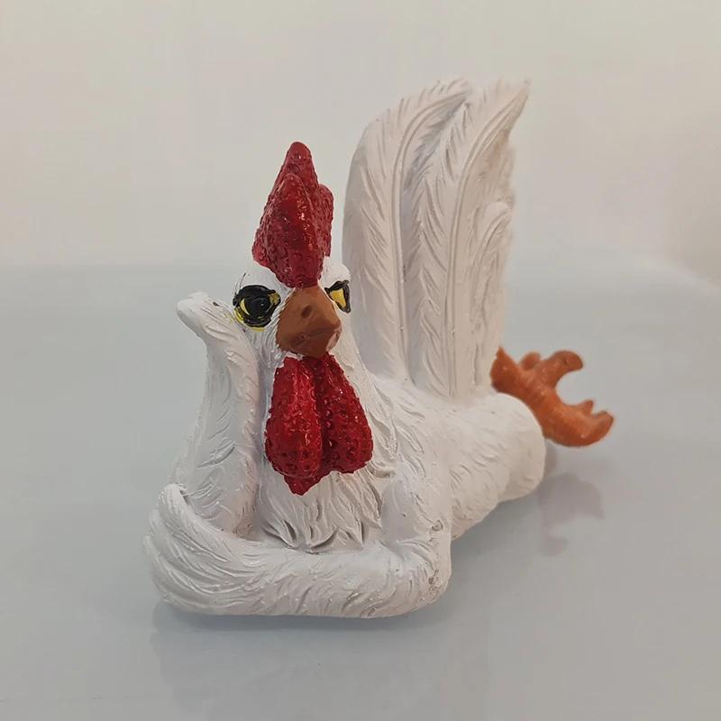 Creative Cock Decorative Figurines Resin Crafts Ornaments Funny Glamorous Big Tail Cock for Desk Home Decoration Accessories