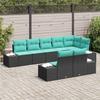 Garden Sofa Set 8 Pieces Black and Turquoise Poly Rattan
