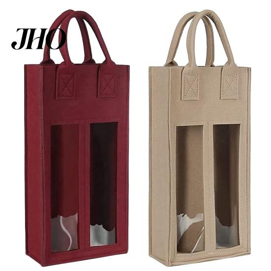 Portabottiglie da Festival Borsa Doppia con Manico Portatile Ammortizzante Resistente Borsa in Feltro Riutilizzabile per Champagne Birra Borsa Regalo Durevole