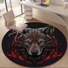 1pc Wolf Flames Office Round Area Rug, Indoor Mat Suitable ForOffice, Under Office Chairs Bedroom Living Room Home Decor, Room Deco, D019
