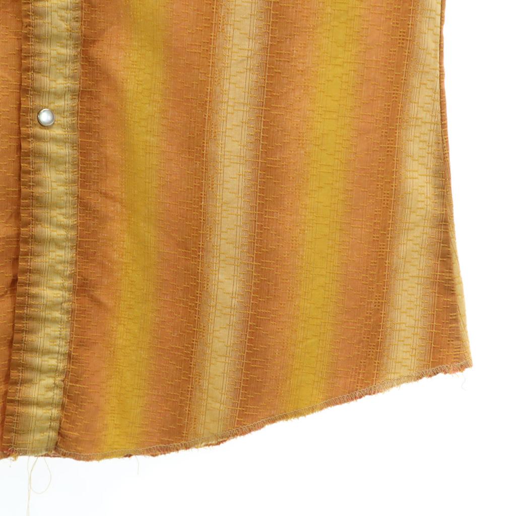 Vintage 70s Striped Pattern Long Sleeve Western Shirt 16/33 Orange Men's Used